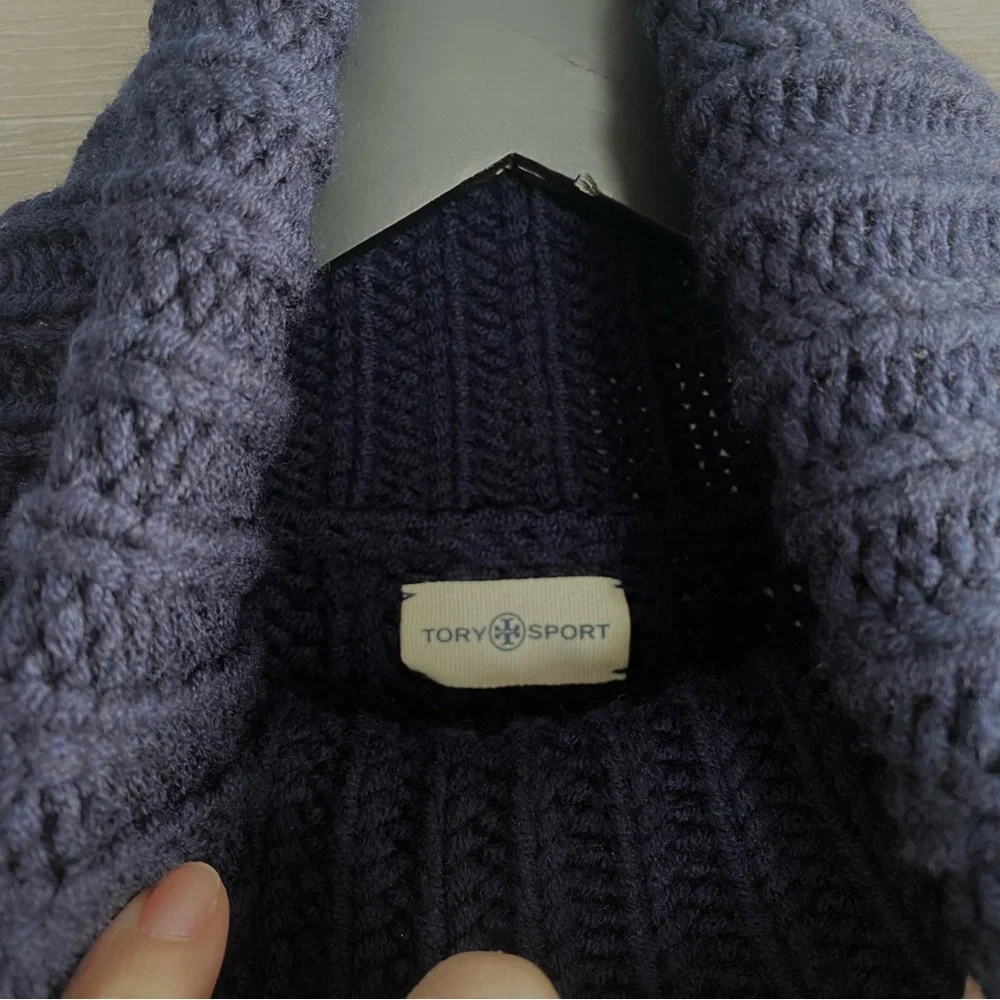 Tory Sport Merino Chevron Chunky Turtleneck Sweater - Picture 5 of 14
